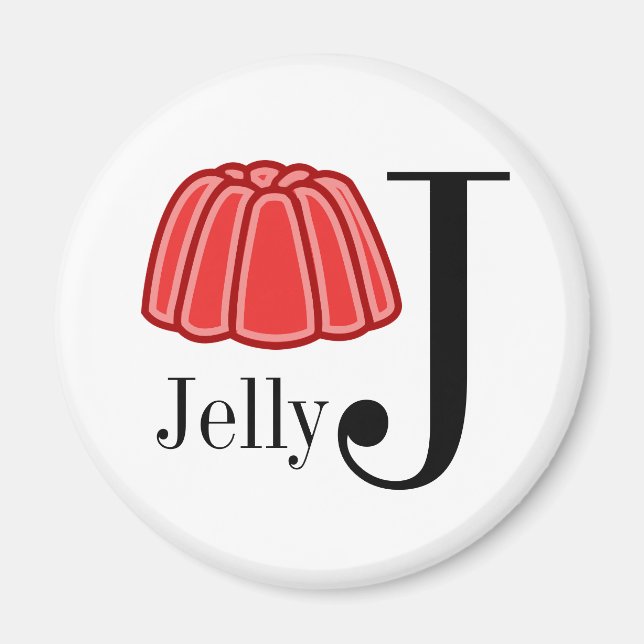 J est pour la lettre Jelly Magnets pour enfants (Devant)