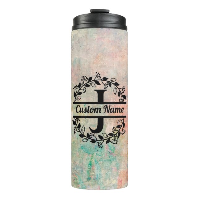 J Floral Monogram Letter Thermosbecher (Vorderseite)