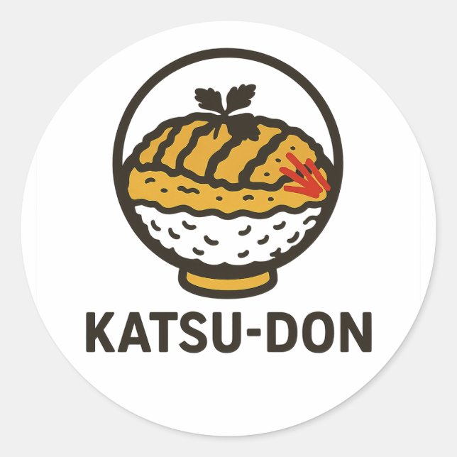 j.food Japanisches Comfort Food: Katsu-Don Runder Aufkleber (Vorderseite)
