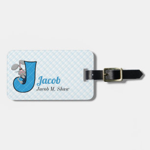 J für Jackrabbit Boys Monogram in Blue Gepäckanhänger