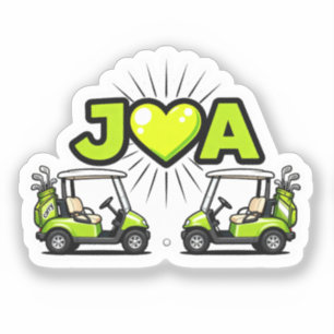J Heart A süßes Golfwagen-Paar-Monogramm-Sticker Aufkleber