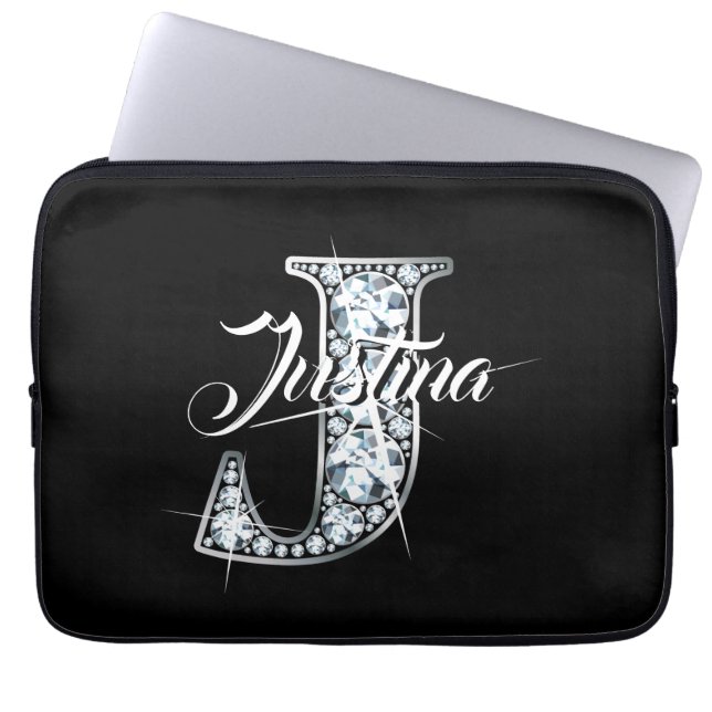 J Imitats Diamond Bling Monogram Laptopschutzhülle (Vorderseite)