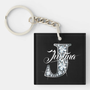 J Imitats Diamond Bling Monogram Schlüsselanhänger