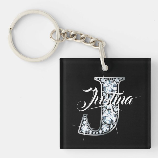 J Imitats Diamond Bling Monogram Schlüsselanhänger (Vorderseite)