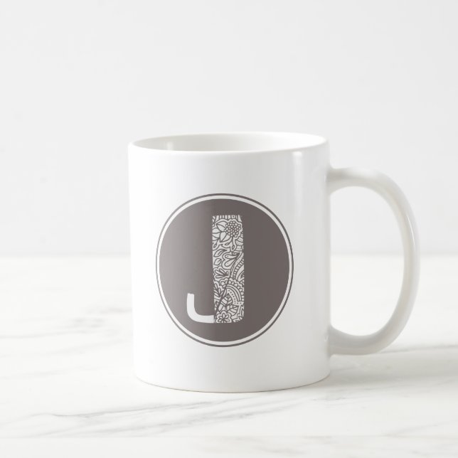 J Initial Floral Monogram Kaffeetasse (Rechts)