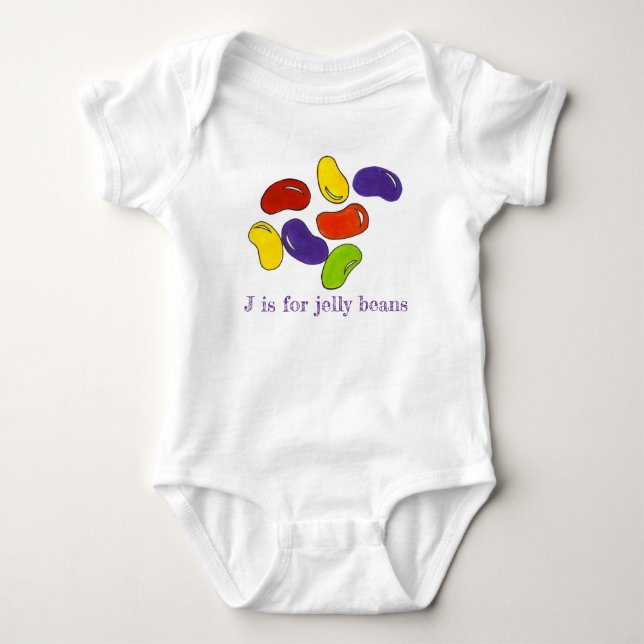 J is for Jelly Beans Rainbow Candy Alphabet Süßigk Baby Strampler (Vorderseite)
