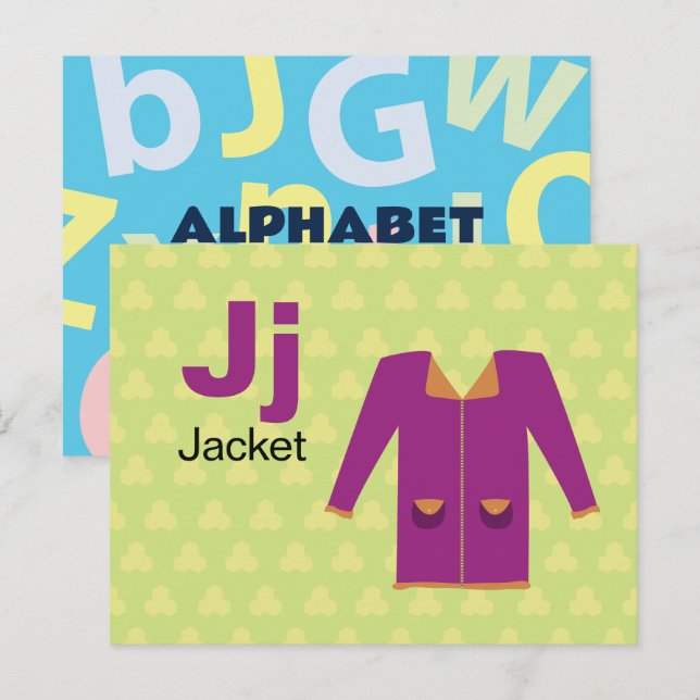 J ist für Jacket - Alphabet Flash Card Postkarte (Vorne/Hinten)
