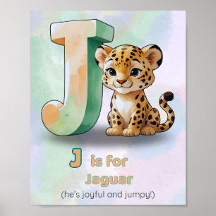 J ist für Jaguar – Alphabet-Druck mit Dschungeltie Poster