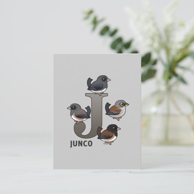 J ist für Junco Postkarte (Stehend Vorderseite)