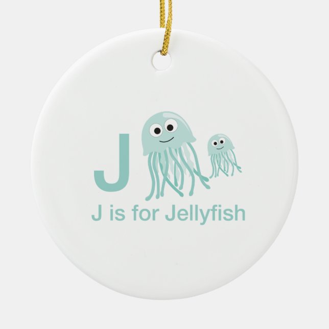 J ist für Quellyfish Keramik Ornament (Vorne)