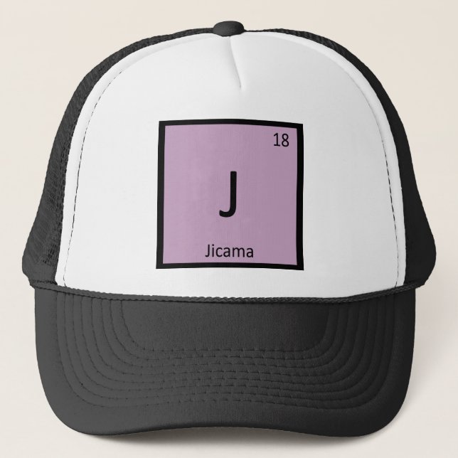 J - Jicama Vegetable Chemistry Periodic Table Truckerkappe (Vorderseite)