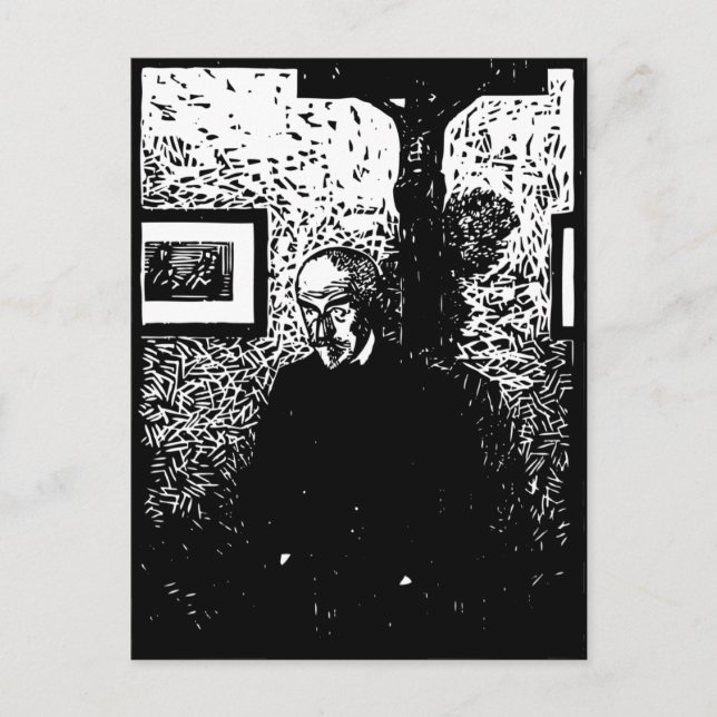 J.-K. Huysmans Woodcut Postkarte (Vorderseite)