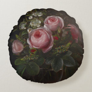 J.L. Jensen - Rose und Tree Anemones in einem ... Rundes Kissen