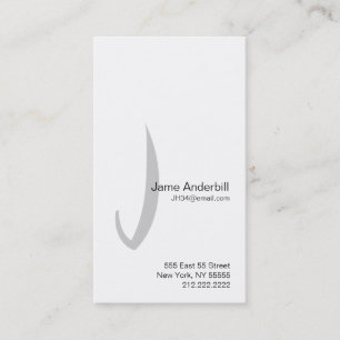 J Letter Alphabet Business Card Gray Visitenkarte