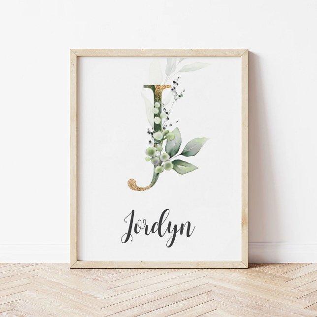 J Letter Monogram Greenerity Kinderzimmer Name Wal Poster (Von Creator hochgeladen)
