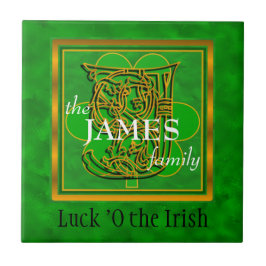 J "Luck of the Irish" Family Custom Monogram Tile Fliese