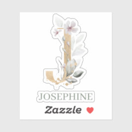 J Monogram Floral Personalisiert Aufkleber