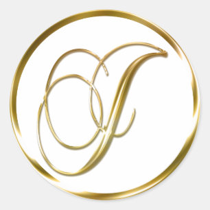 J Monogram Imitate Gold Umschlag oder Bevorzugung  Runder Aufkleber
