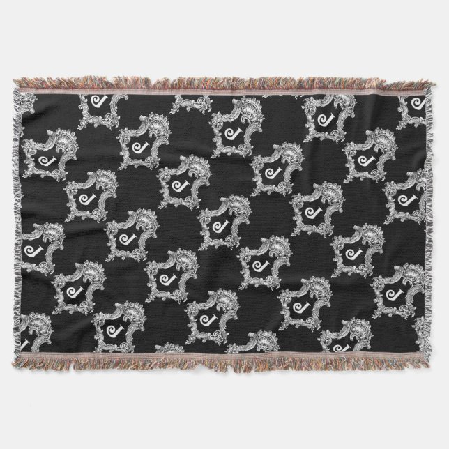 J Monogram Initial Throw Blanket Decke (Vorderseite)