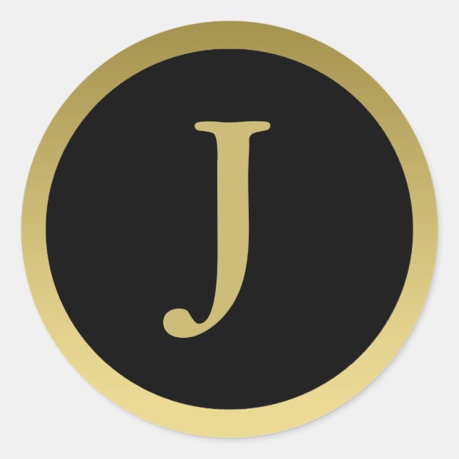 J: Monogram J Elegant Gold and Black Stickers (Vorderseite)