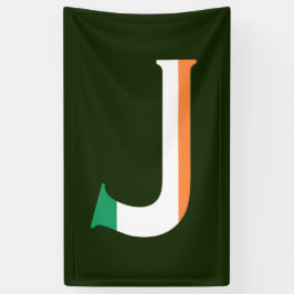 J Monogram overlaid on Irish Flag (v) bnrcnt Banner