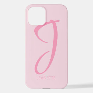 J Monogram Personalisiert Pink iPhone 12 Hülle