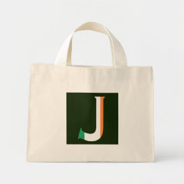 J Monogram überlagert auf irischer Flagge ttt Mini Stoffbeutel