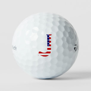 J Monogram überlagert auf US-Flagge tmtp5 gbcnt Golfball