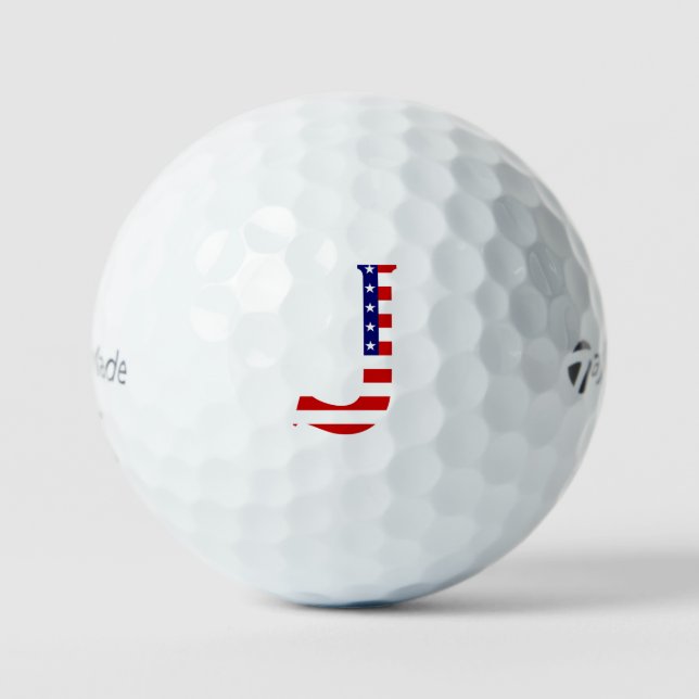 J Monogram überlagert auf US-Flagge tmtp5 gbcnt Golfball (Vorderseite)