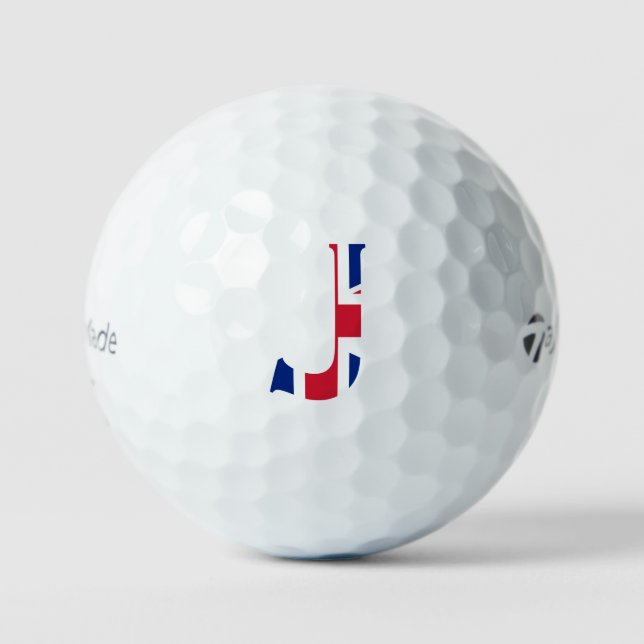 J Monogram überlagert sich auf der Unijack-Flagge  Golfball (Vorderseite)