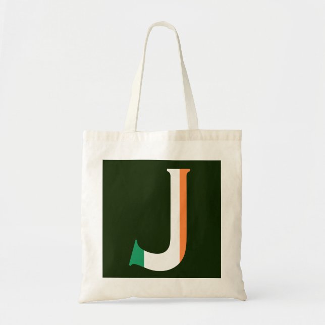 J Monogram überlagert sich auf irischem Flaggenfel Tragetasche (Vorne)
