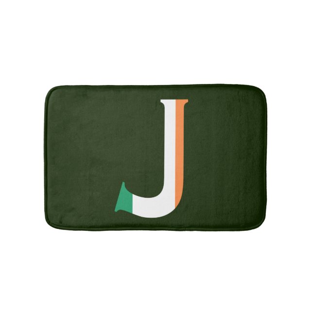 J Monogram überlagert sich auf irischer Flagge Badematte (Vorderseite)