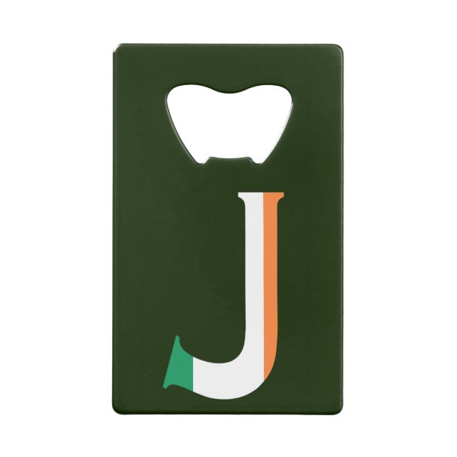 J Monogram überlagert sich auf irischer Flagge Geldbeutel Flaschenöffner (Vorderseite)