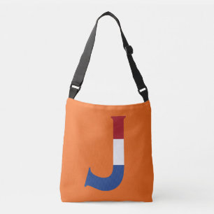 J Monogram überlagert sich auf NLD Flag auf oder c Tragetaschen Mit Langen Trägern