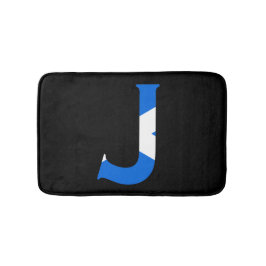 J Monogram überlagert sich auf schottischer Flagge Badematte