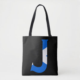 J Monogram überlagert sich auf schottischer Flagge Tasche