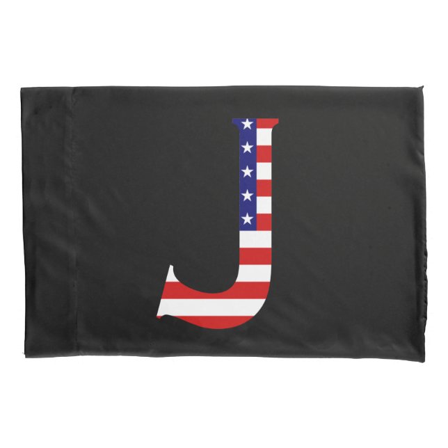 J Monogram überlagert sich auf US Flag Pccnt Kissenbezug (Vorderseite)