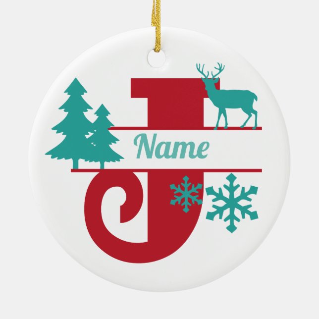 J Monogram Urlaubssaison Tree Ornament (Hinten)