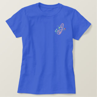 J-Monogramm Bläserschmetterling Stickerei Damen Besticktes T-Shirt