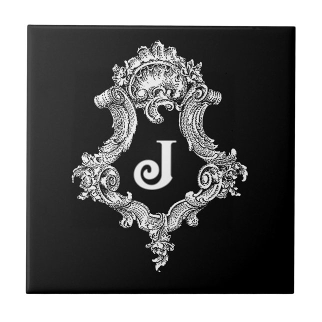 J Monogramm Initiale Fliese (Vorderseite)