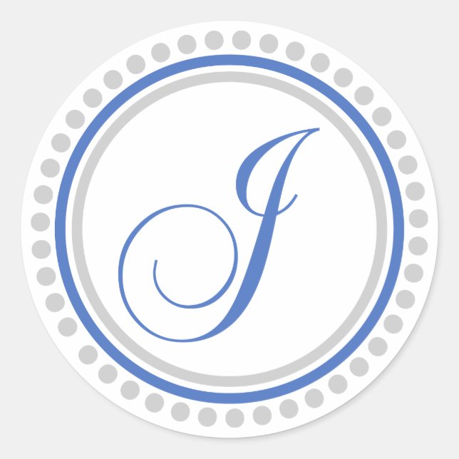 J Monogramm (Kreis der blauen / silbernen Punkte) Runder Aufkleber (Vorderseite)