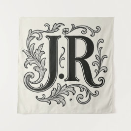 J.R Initialen mit Dekor Wandteppich