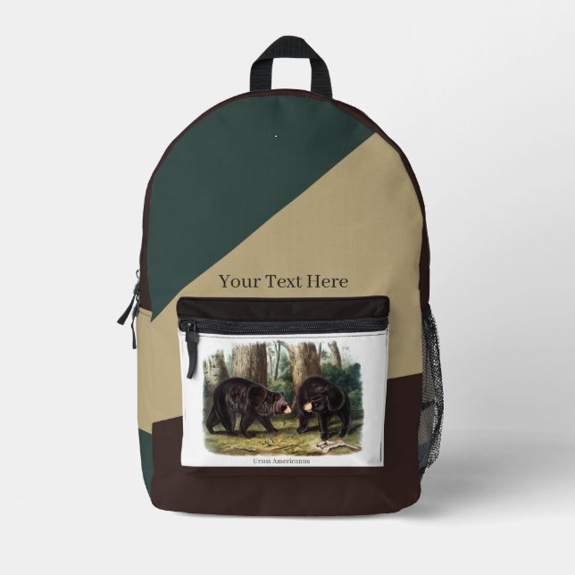 J.W. Audubon - Ursus Americanus Black Bar Bedruckter Rucksack (Vorderseite)