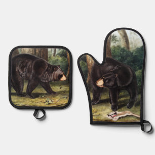 J.W. Audubon - Ursus Americanus Black Bar Ofenhandschuh & Topflappen-Set