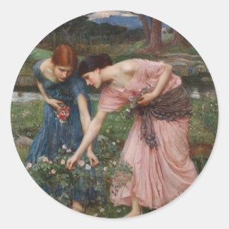 J.W. Waterhouse Gather Ye Rosenknospe Runder Aufkleber