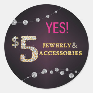 Ja! $5 Schmuck und Zusatz-Aufkleber Runder Aufkleber