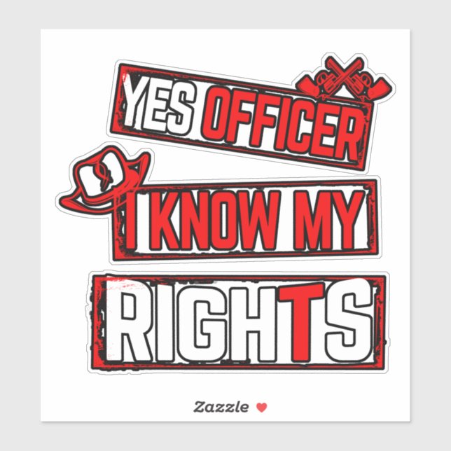 Ja Beamter Ich kenne meine Rechte Vinyl Sticker (Blatt)
