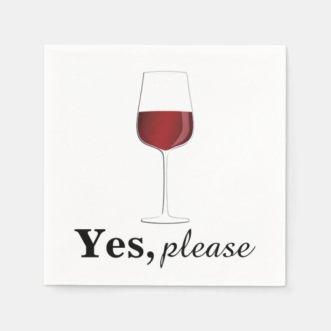 Ja, bitte Wein - Cocktail Napkin Serviette (Vorderseite)