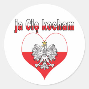 ja Cie kocham Eagle Heart Runder Aufkleber