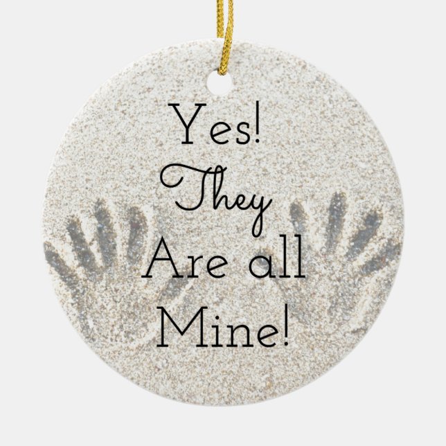 Ja, das sind alle meine! Große Familie Keramik Ornament (Vorne)